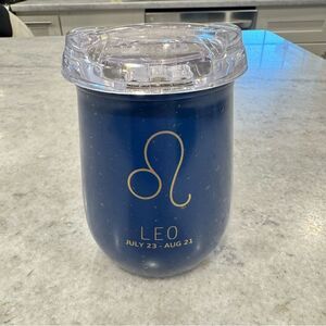 Leo Astrology Horoscope Blue Wine Cold Hot Tumbler Cup with Lid